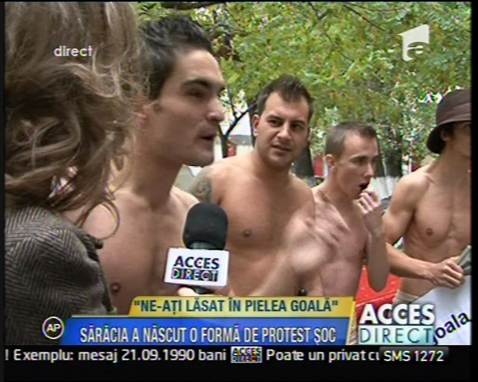 Protest în pielea goală, captură video Antena 1