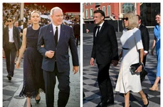 Macron și Prinții de Monaco colaj jpg