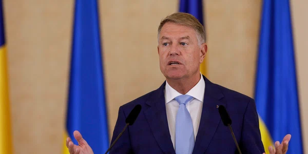 Președintele ucrainean Volodimir Zelenski face declarații de presă la Palatul Cotroceni alături de omologul român, Klaus Iohannis, în București. FOTO Inquam Photos / Octav Ganea