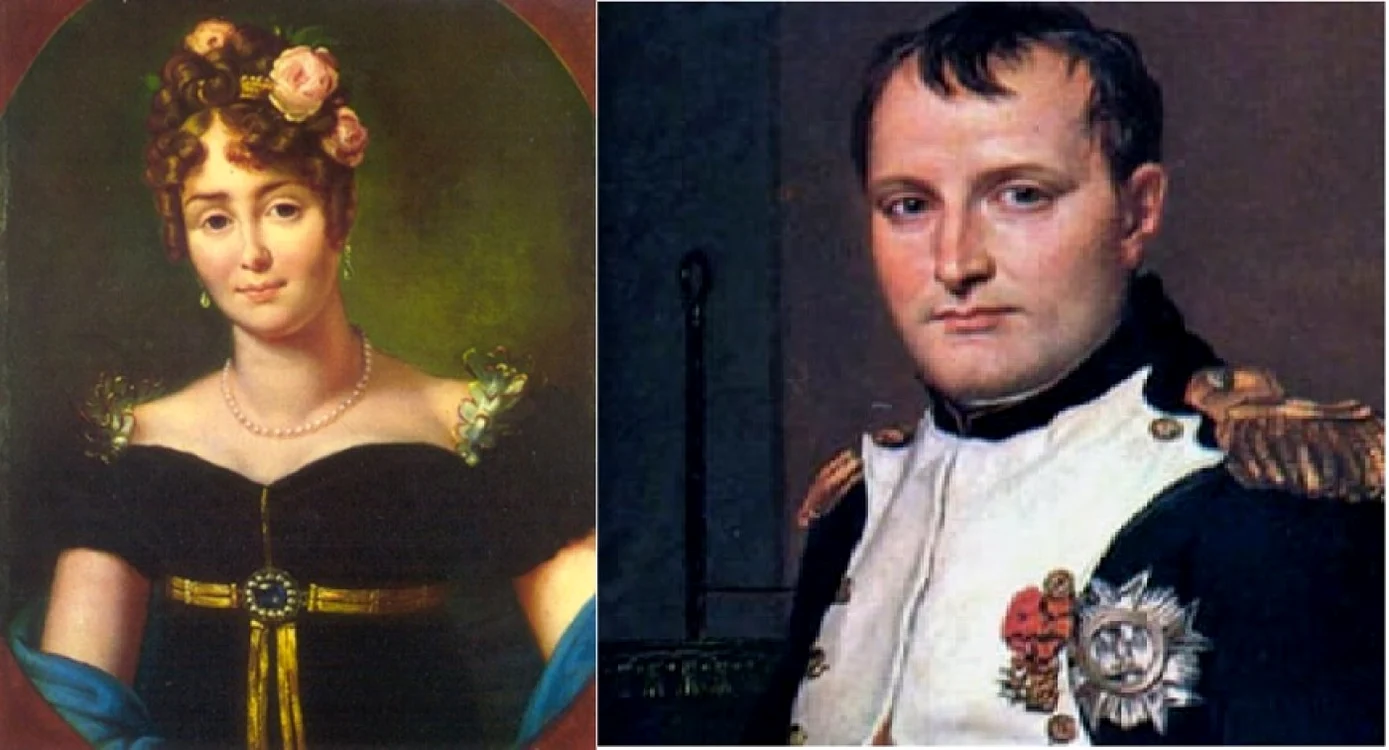 Contesa Marie Walewska şi Napoleon Bonaparte; Foto colaj