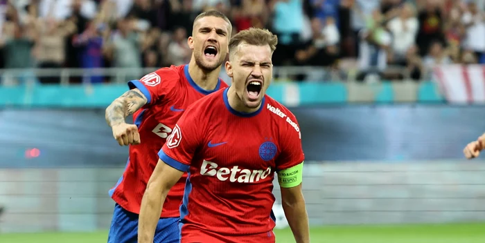 Bîrligea (plan îndepărtat) și Olaru, liderii din sezonul trecut ai FCSB-ului