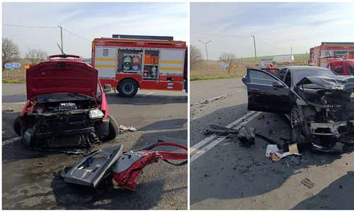  Două autoturisme s-au ciocnit vineri pe DN 2A, la intersecția cu DJ 223, în județul Constanța, 26.12.2025 FOTO: colaj Ziarul Amprenta