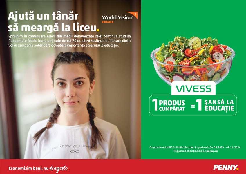 PENNY desfășoară o campanie de loializare pentru a susține accesul tinerilor la liceu