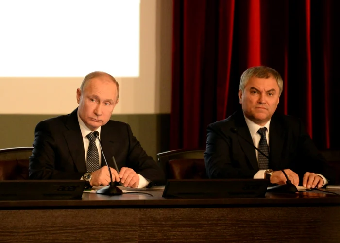 Preşedintele rus Vladimir Putin şi liderul Dumei de Stat Viacheslav Volodin Foto: shutterstock