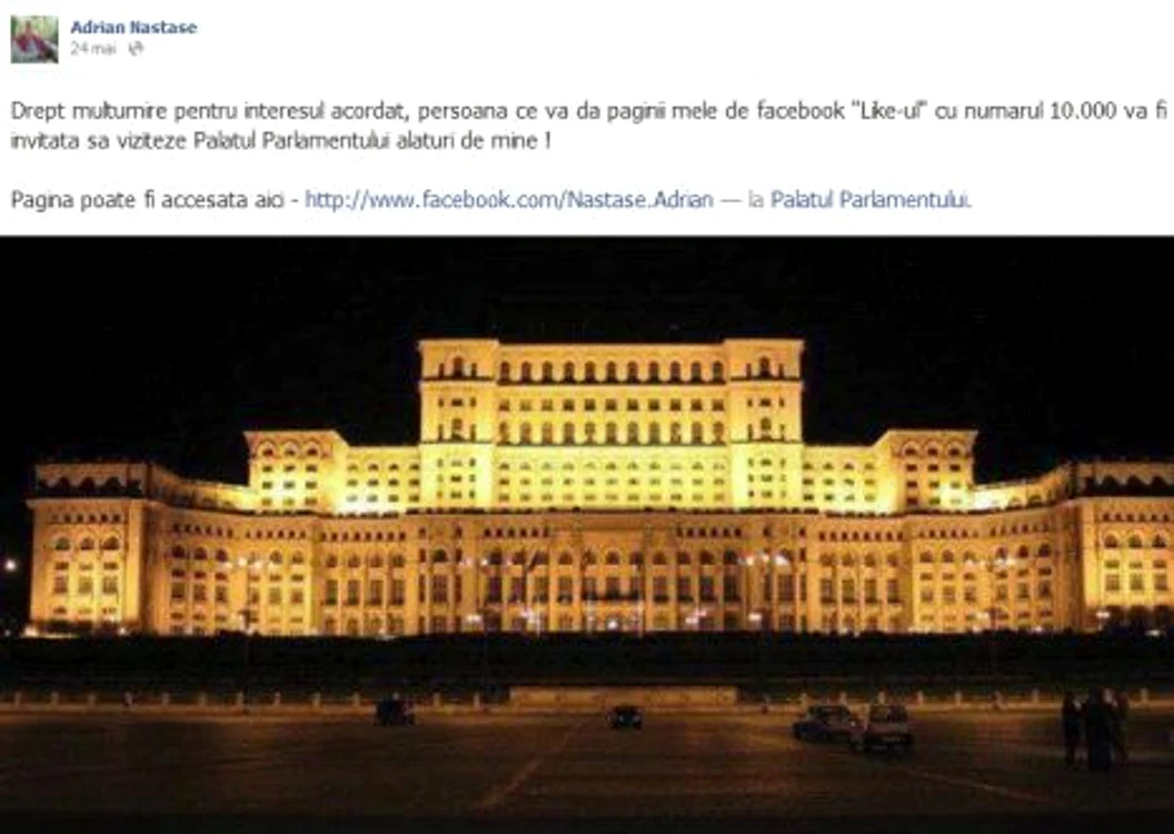 Pagina de Facebook a lui Adrian Nastase