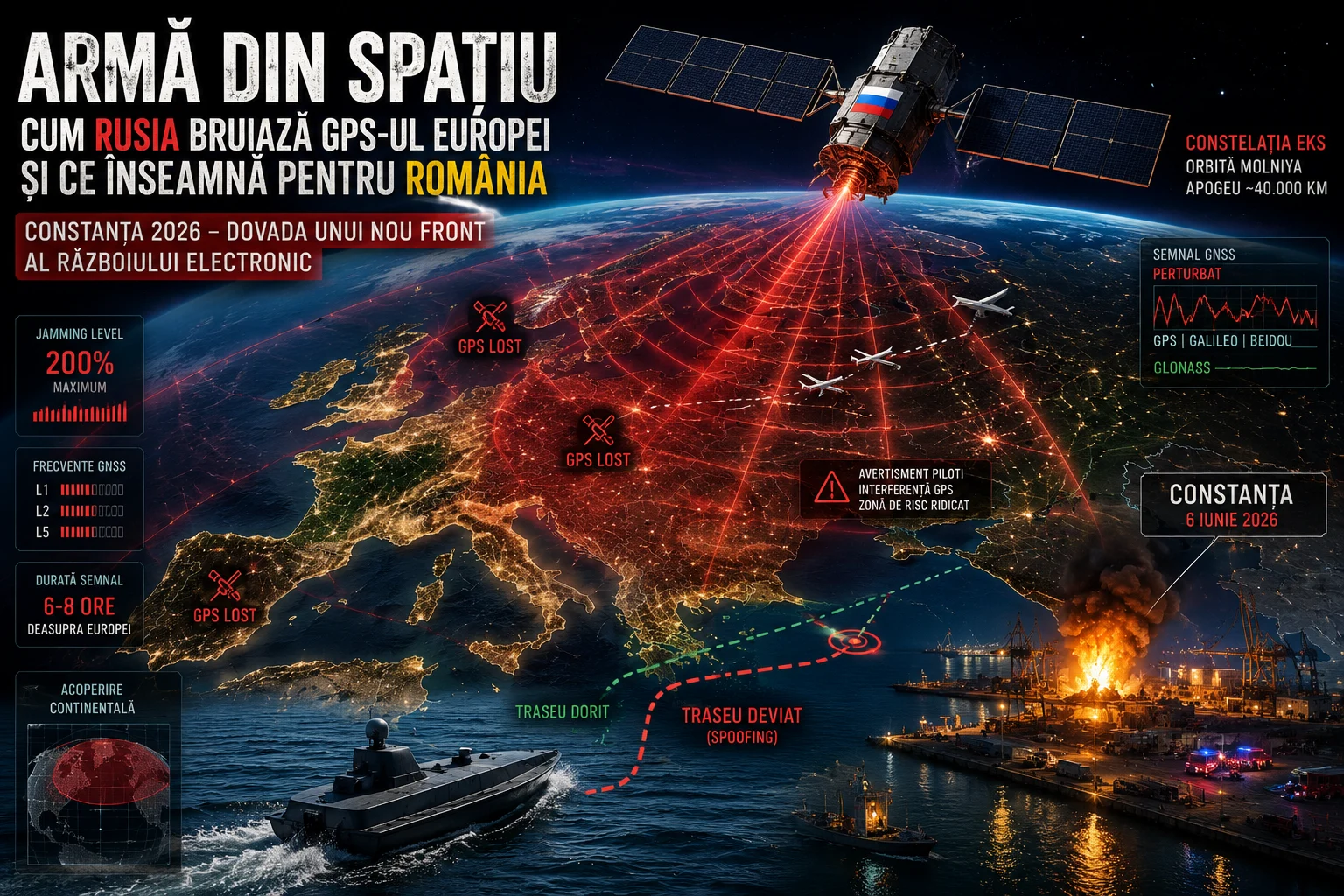 ARMĂ DIN SPAȚIU: Cum Rusia bruiază GPS-ul unui continent întreg — și ce înseamnă asta pentru România (aveți dovada neoficială a operațiunii de la Constanța)