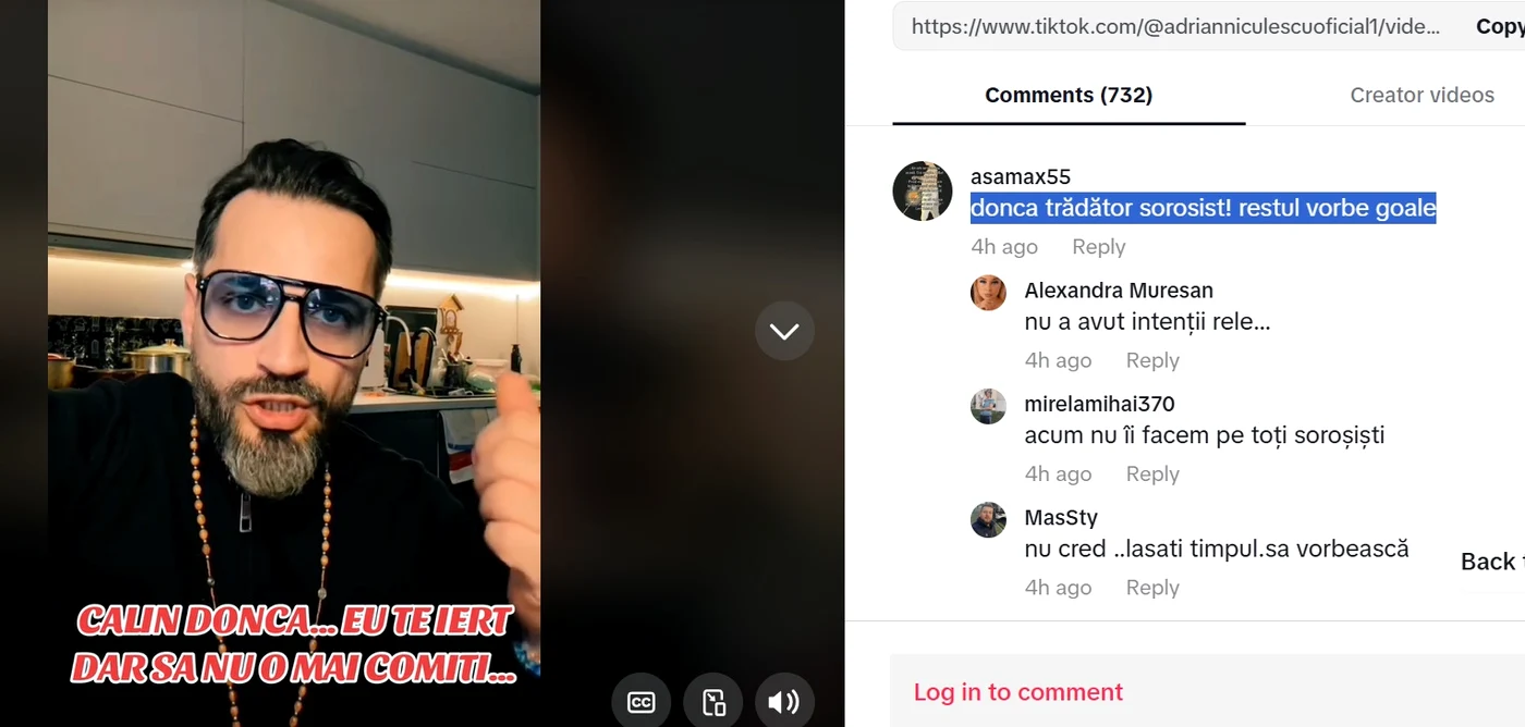 Alți susținători ai lui Georgescu îl numesc pe Donca trădător FOTO: TikTok Adrian Niculescu
