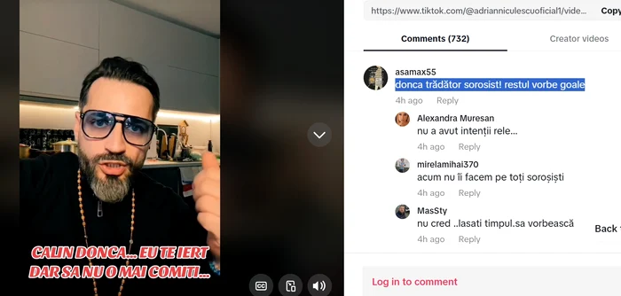 Alți susținători ai lui Georgescu îl numesc pe Donca trădător FOTO: TikTok Adrian Niculescu