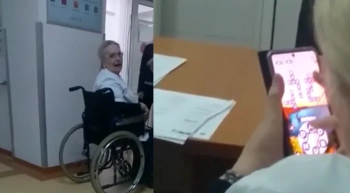 Medic din Huși filmat când se juca pe telefon - captură