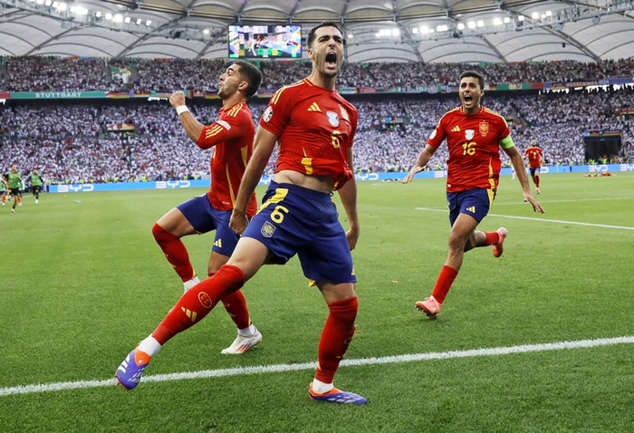 Mikel Merino se bucura de victoria Spaniei contra Germaniei la EURO 2024 FOTO EPA EFE