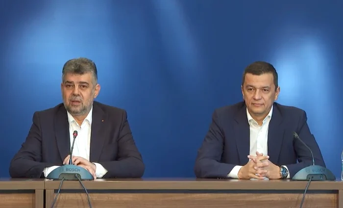 Marcel Ciolacu și Sorin Grindeanu, în vizită pe A7 Foto: Captură Video Guvernul României