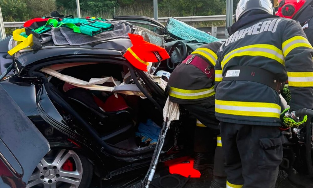 Accident rutier grav pe A1, în apropiere de Săliște. Patru persoane, inclusiv doi copii, au ajuns la spital
