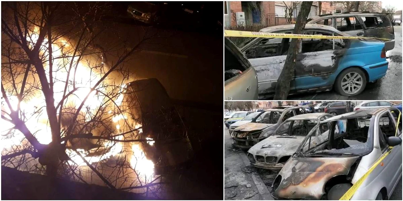 
    Trei mașini au ars în cartierul 1 Mai din Craiova (FOTO: observator.tv)  