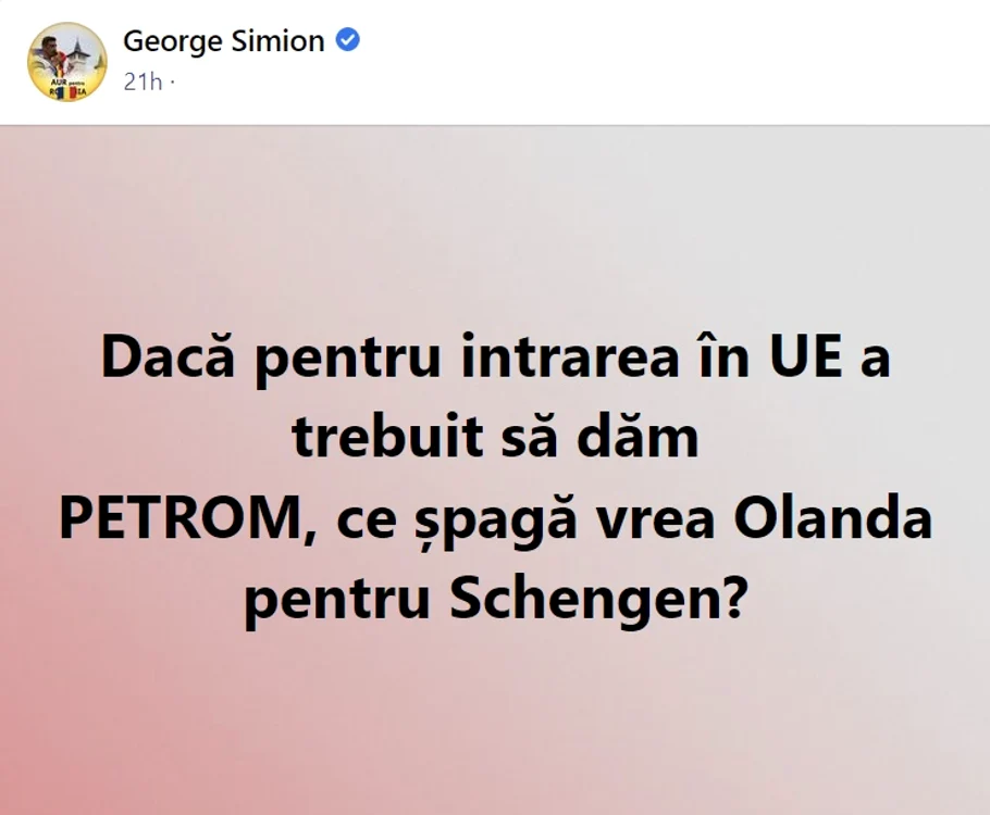 Părerea lui George Simion despre Olanda FOTO Captură