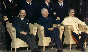 Clement Attlee, Harry S Truman, și Joseph Stalin la Potsdam jpg