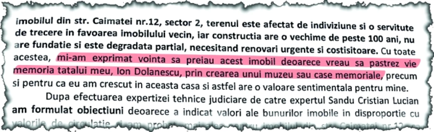 Într-un document depus la judecătorie, Ionuţ Dolănescu susţine că vrea să facă o casă memorială pentru tatăl său
