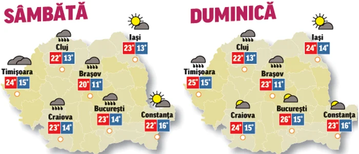 În următoarele două zile, temperaturile vor fi în creștere, dar nebulozitatea se va accentua în partea nordică și centrală a teritoriului
