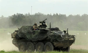 Vehicul de lupta Stryker in cadrul unui exercitiu militar in Polonia FOTO EPA EFE jpg