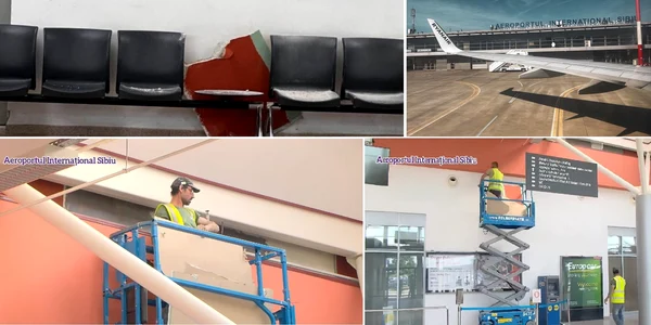 Incident pe Aeroportul Internațional Sibiu unde au căzut bucăți din tavan Colaj