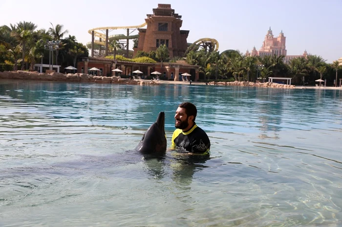 Cătălin Cazacu și delfinul Black