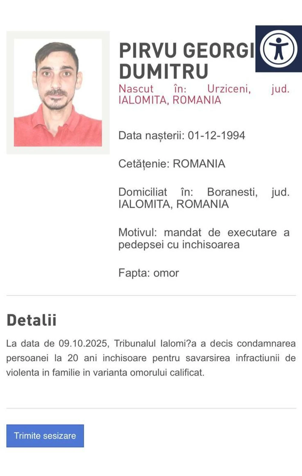Bărbarul care a lovit intenționat cu mașina și a ucis o fetiță și pe tatăl ei, în Ialomița, a fost prins în Marea Britanie. Idividul are de executat 20 de ani de pușcărie