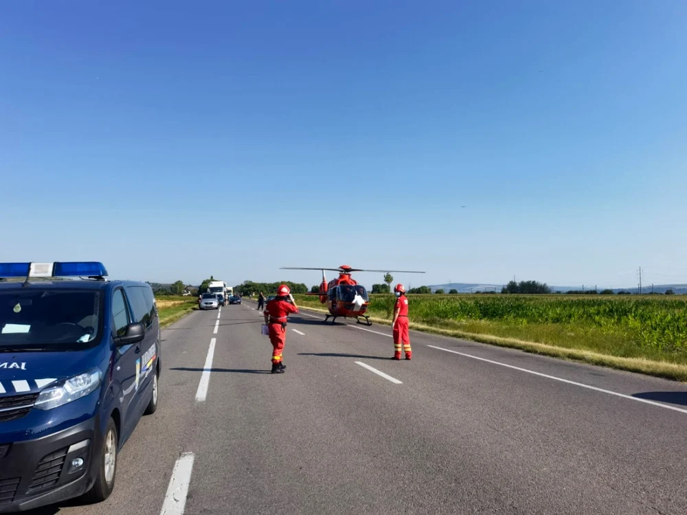 Accidentul a avut loc pe E85 FOTO ISU Bacău