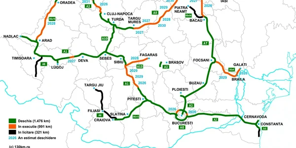 Harta actualizata a autostrazilor din Romania 130km ro jpg