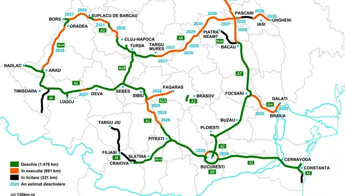 Harta actualizata a autostrazilor din Romania 130km ro jpg