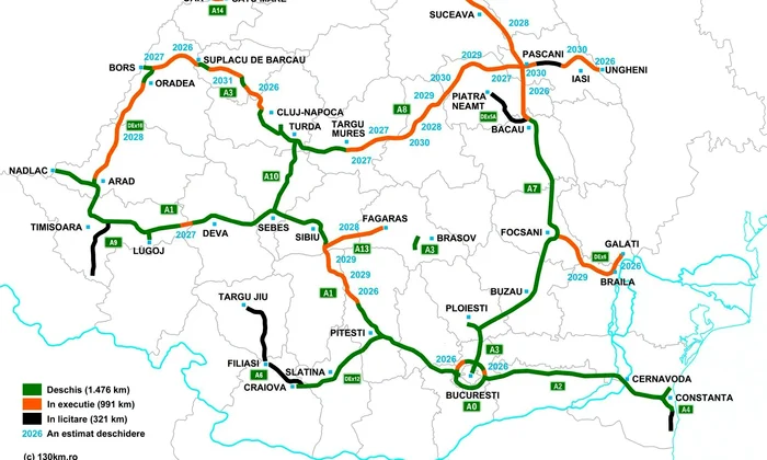 Harta actualizata a autostrazilor din Romania 130km ro jpg