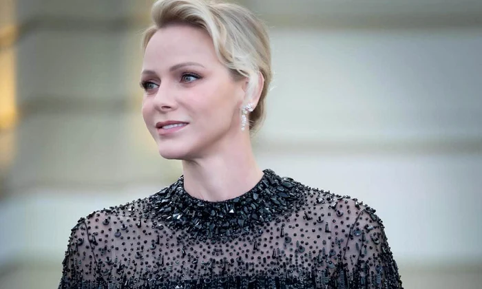 Prințesa Charlene în rochie Jenny Packham   Palatul Princiar jpg