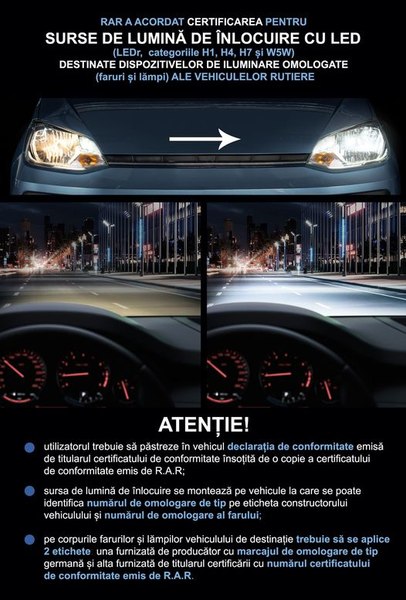 RAR anunță că se pot monta becuri LED pe mașinile vechi. Care sunt condițiile