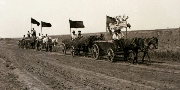 Demonstraţie bolşevică pentru colectivizare la Tudor Vladimirescu FOTO Fototeca online a comunismului românesc