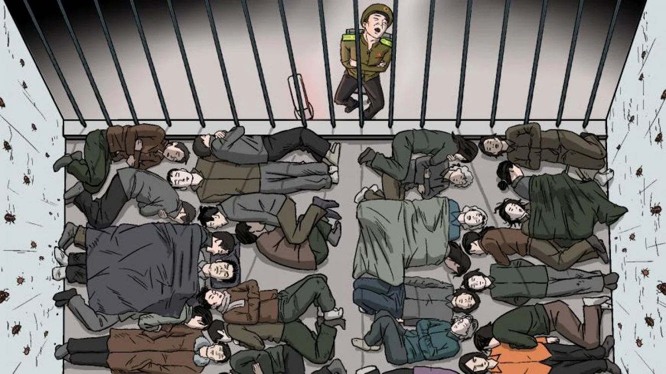 Imagine de reprezentare a deţinuţilor nord-coreeni FOTO Twitter @hrw