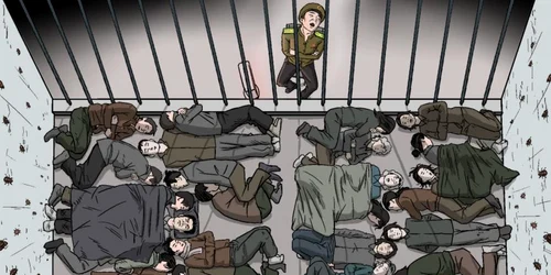 Imagine reprezentand detinutii din Coreea de Nord FOTO Twitter @hrw