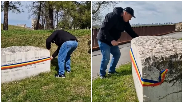 roman a dat jos o panglica cu tricolorul ungariei si a pus steagul romaniei foto colaj fb