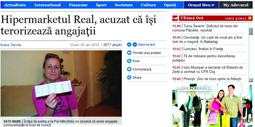 Peste 200 de reacţii a stârnit aricolul „Hipermarketul Real, acuzat că îşi terorizează angajaţii“