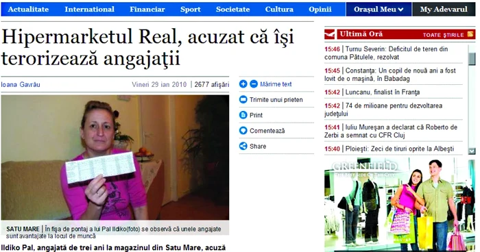Peste 200 de reacţii a stârnit aricolul „Hipermarketul Real, acuzat că îşi terorizează angajaţii“
