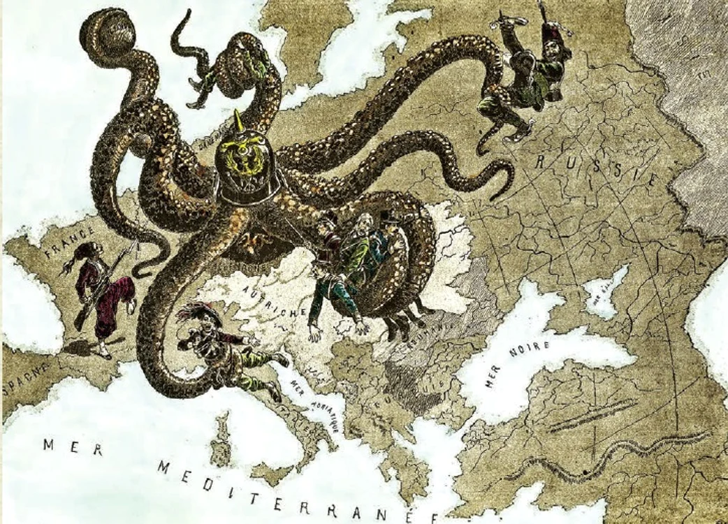 Propagandă antantofilă: „Caracatița germană acaparează cu multiplele sale tentacule întreaga Europă”