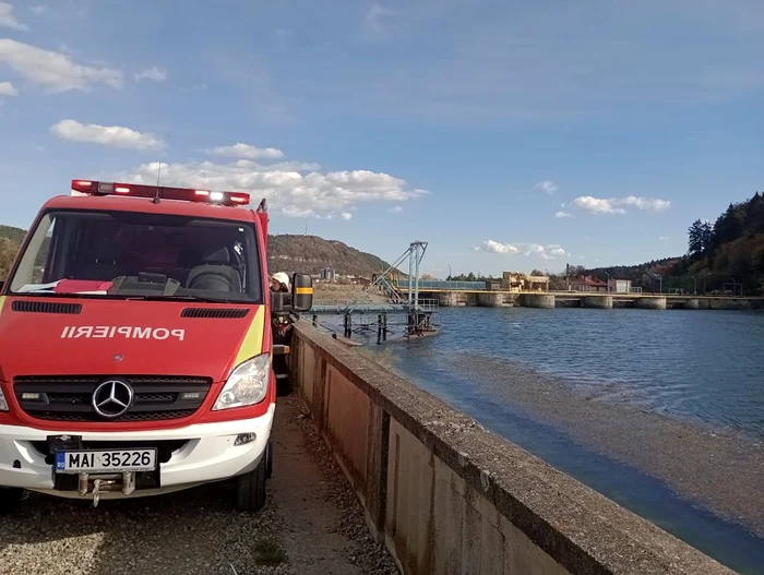 Pompierilor le revine sarcina de a scoate lebedele moarte din apă FOTO ISU Neamț