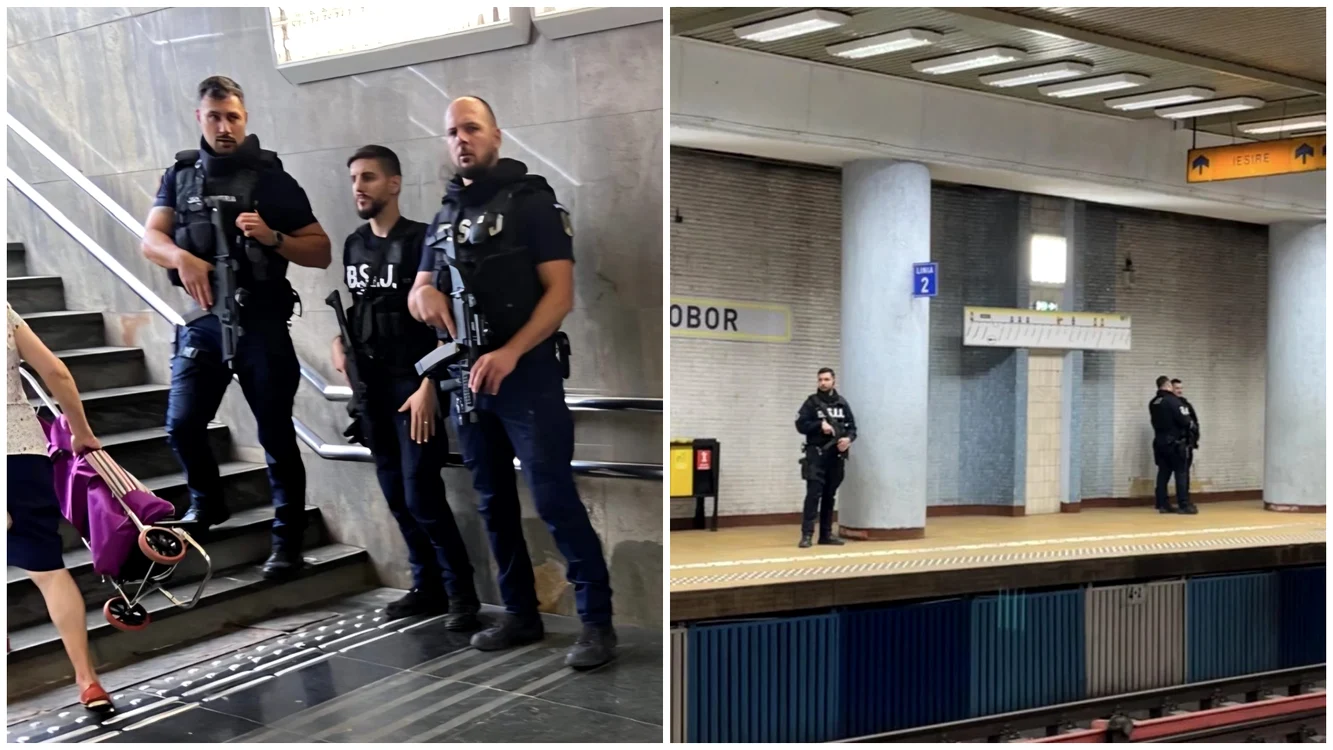 Jandarmi înarmați la metrou Foto: Facebook