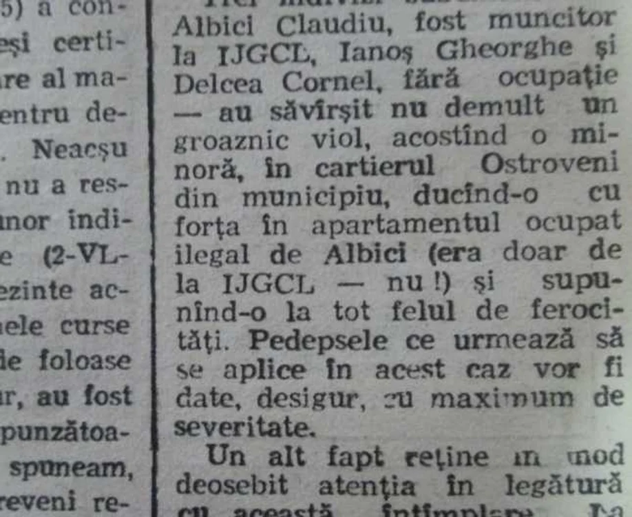 Cum erau prezentate în presa locală violurile şi alte infracţiuni comise în perioada comunistă