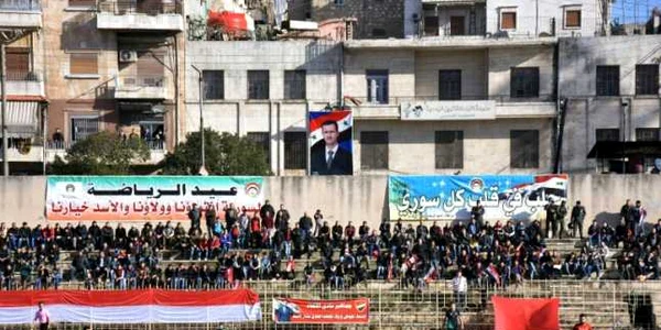 Meci de fotbal in Alep dupa aproape cinci ani intre echipele locale Al-Ittihad şi Al-Hurriya FOTO AFP