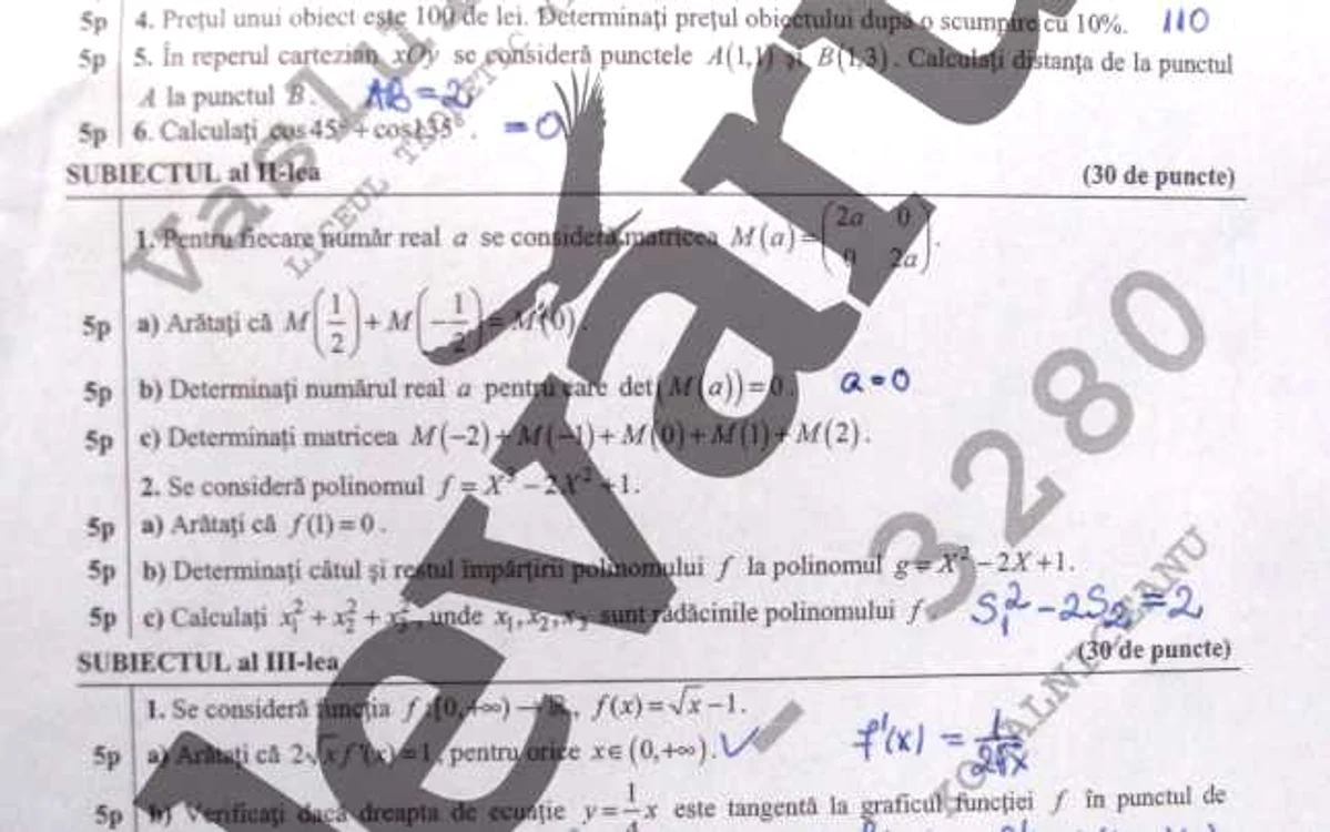 bacalaureat matematica