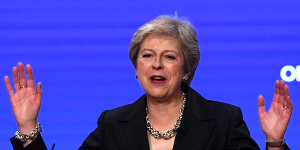 Theresa May sustinand un discurs la Congresul Partidului Conservator de la Birmingham 2018  FOTO EPA-EFE