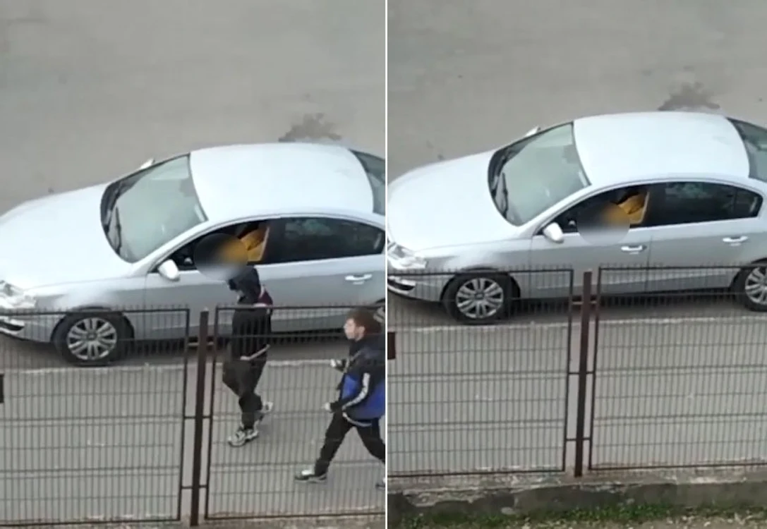 Bărbatul a parcat maşina chiar lângă poarta şcolii FOTO: captura video