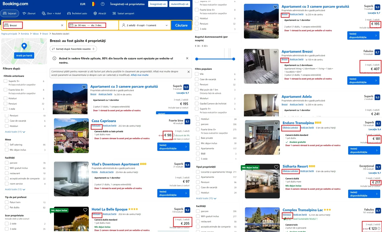 Ofertele de pe Booking pe Valea Lotrului și în apropiere pentru minivacanța de 1 Decembrie Colaj