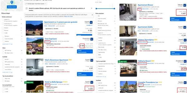 Ofertele de pe Booking pe Valea Lotrului și în apropiere pentru minivacanța de 1 Decembrie Colaj
