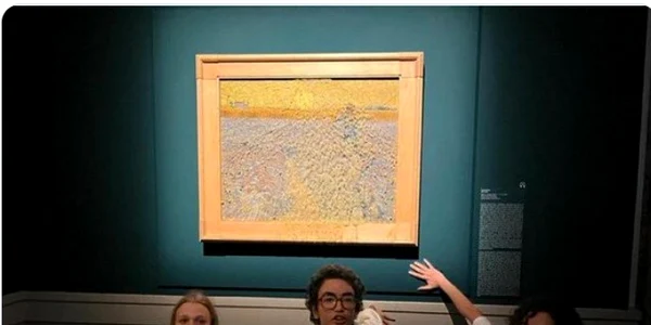 Activiștii climatici atac tablou  The Sower   Semanatorul Van Gogh expus la Roma FOTO Twitter jpg