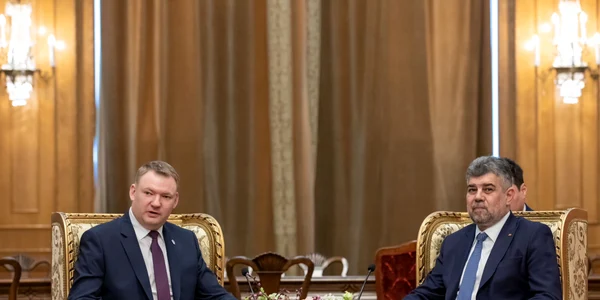 Întrevederea președintelui Camerei Deputaților cu președintele Parlamentului din Republica Letonia Foto: Twitter Marcel Ciolacu