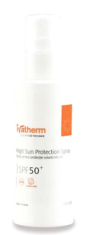 Spray protecţie solară Ivatherm, SPF 50. Preţ: 32-33 lei